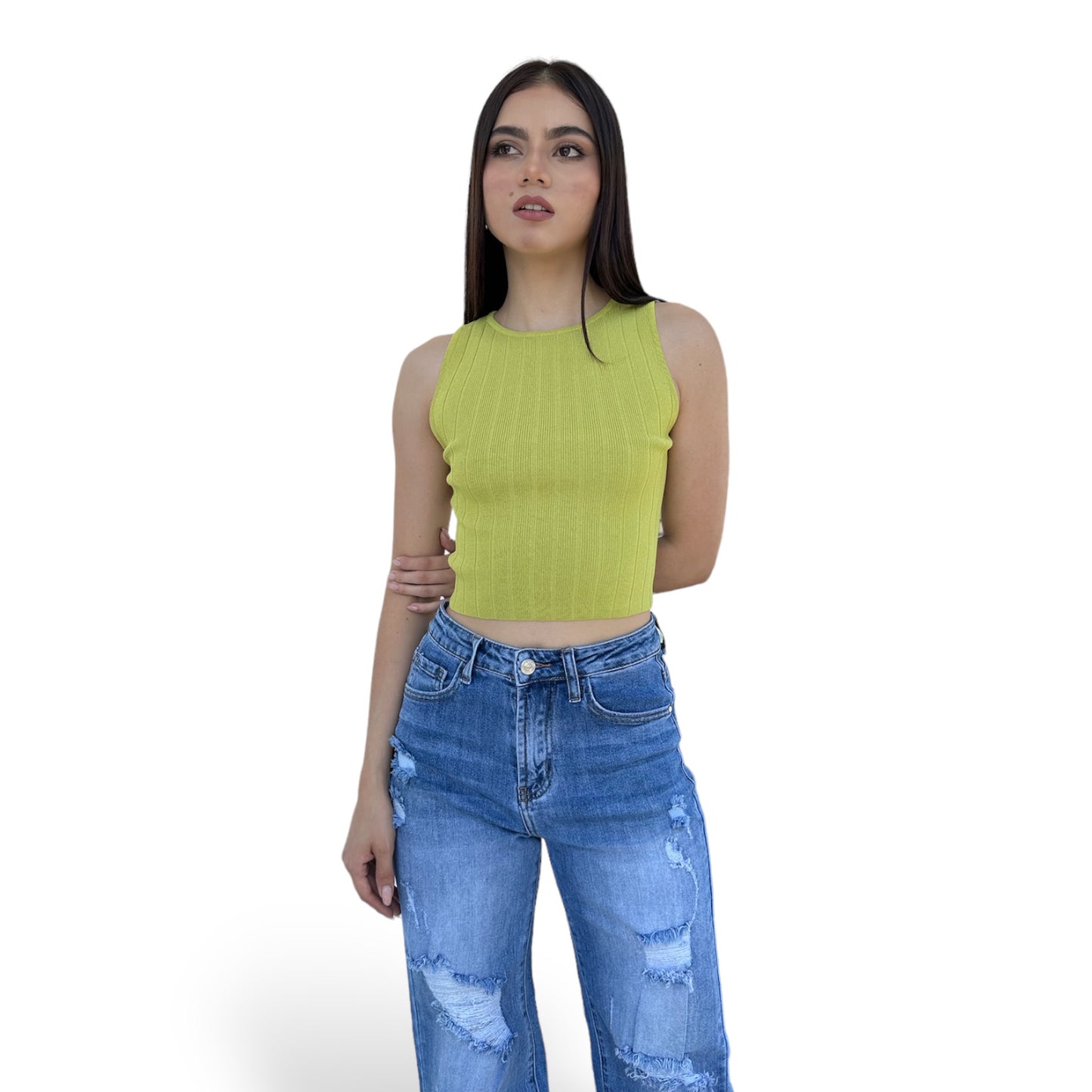 CROP ACANALADO VERDE