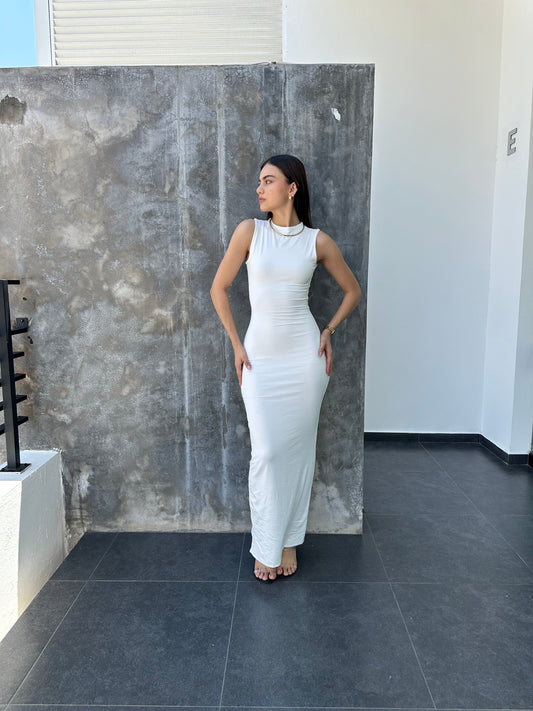 VESTIDO LARGO PEGADO BLANCO