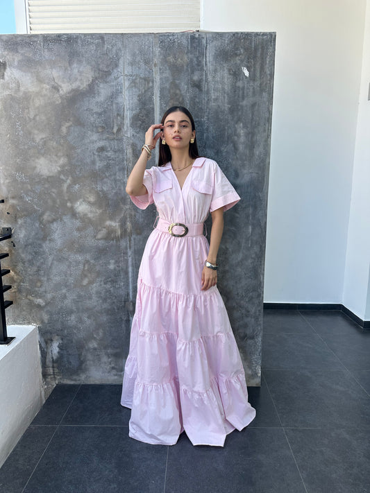 VESTIDO LARGO CON CINTO