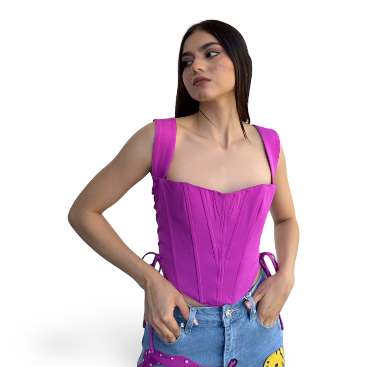 CORSET MORADO CABETE A LOS LADOS