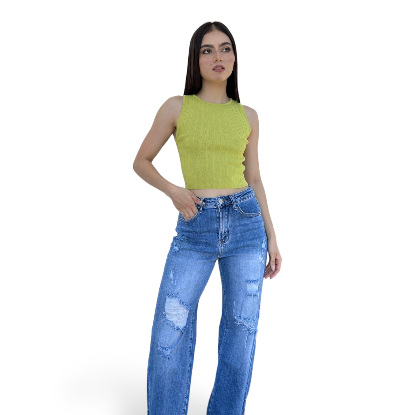 CROP ACANALADO VERDE