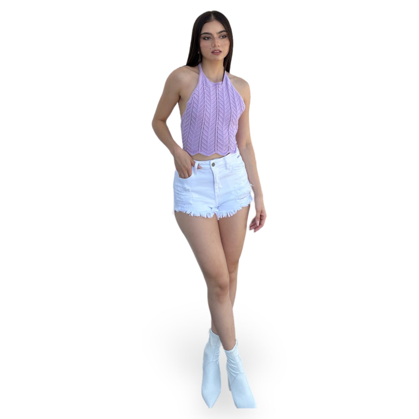 TOP HALTER TEJIDO LILA